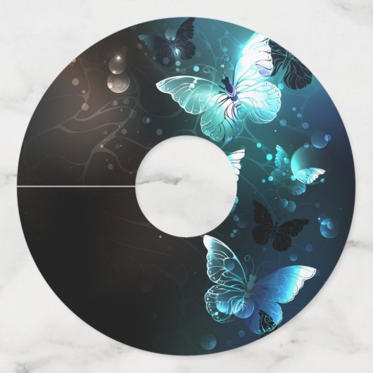 Mint Night Butterflies Wijnglaslabel (Voorkant)