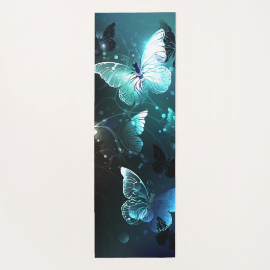 Mint Night Butterflies Yogamat (Achterkant)