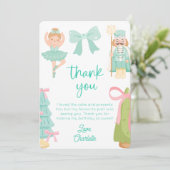 Mint Nutcracker Birthday Photo Thank You Card Kaart (Staand voorkant)