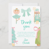 Mint Nutcracker Birthday Photo Thank You Card Kaart (Voorkant)