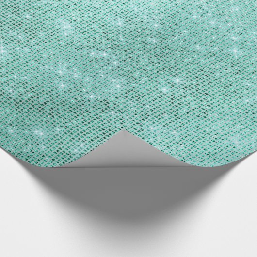 Mint Ocean Beach Aqua Sparkly Diamond Metallic Cadeaupapier (Hoek)