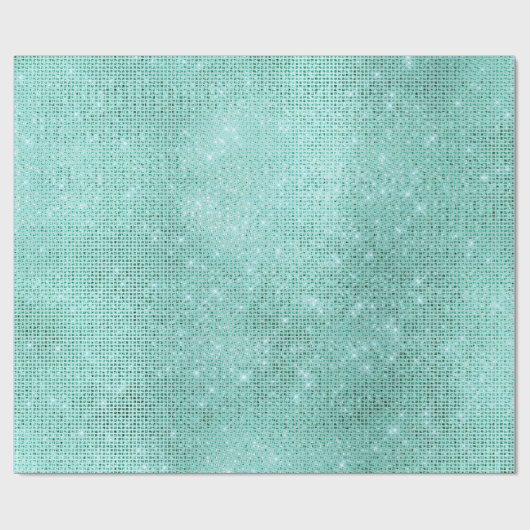 Mint Ocean Beach Aqua Sparkly Diamond Metallic Cadeaupapier (Vlak)