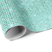 Mint Ocean Beach Aqua Sparkly Diamond Metallic Cadeaupapier (Rol Hoek)