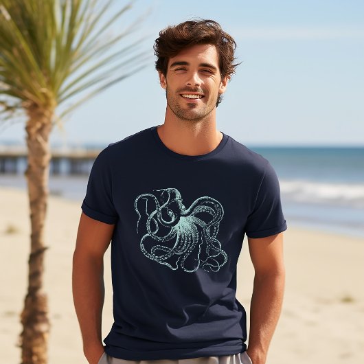 Mint Octopus Illustratie Tri-Blend Shirt