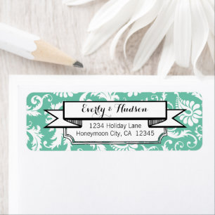 Mint of kleur Aangepaste Floral Damask Etiket