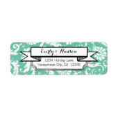 Mint of kleur Aangepaste Floral Damask Etiket (Voorkant)