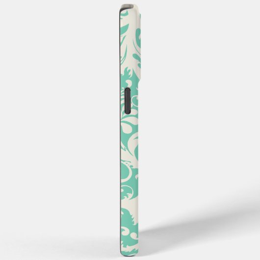 Mint & Off White Damask Floral Pattern Case-Mate iPhone Case (Achterkant / Rechts)