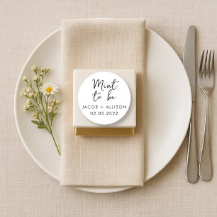 Mint om een moderne elegante bruiloft te zijn ronde sticker