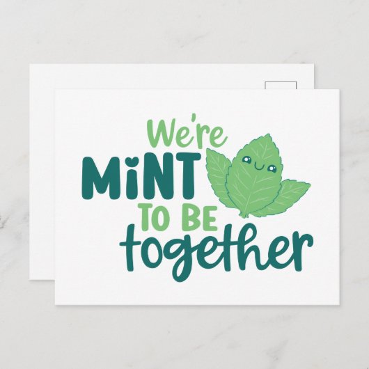Mint om samen Cute Pun Funny Valentijnsdag te zijn Briefkaart (Voorkant / Achterkant)