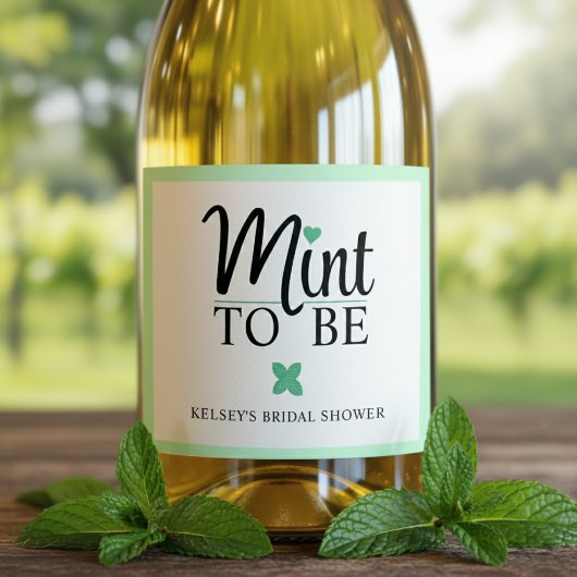 Mint om te trouwen Bruidsbruiloft Sparkling Wijnetiket
