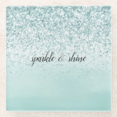 Mint Ombre Glitter gepersonaliseerd Glazen Onderzetter (Voorkant)