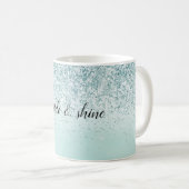 Mint Ombre Glitter gepersonaliseerd Koffiemok (Voorkant rechts)