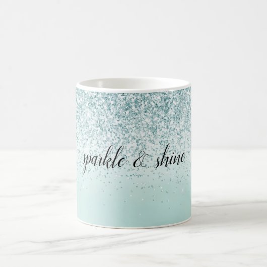 Mint Ombre Glitter gepersonaliseerd Koffiemok (Center)