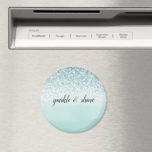 Mint Ombre Glitter gepersonaliseerd Magneet (Insitu (Vaatwasser))