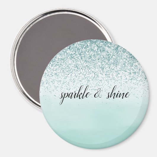 Mint Ombre Glitter gepersonaliseerd Magneet (Voorkant / Achterkant)