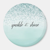 Mint Ombre Glitter gepersonaliseerd Magneet (Voorkant)