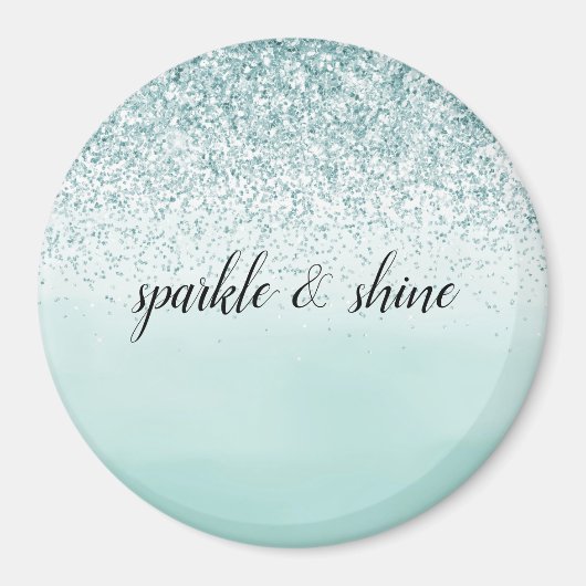 Mint Ombre Glitter gepersonaliseerd Magneet (Voorkant)