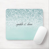 Mint Ombre Glitter gepersonaliseerd Muismat (Met muis)