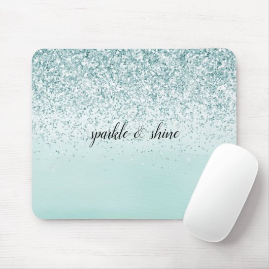 Mint Ombre Glitter gepersonaliseerd Muismat (Met muis)