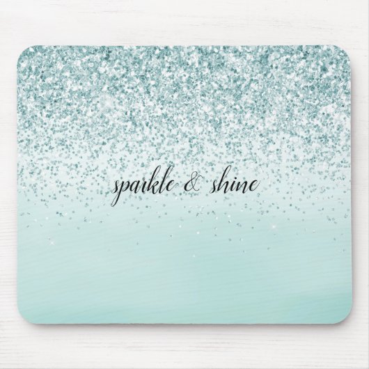 Mint Ombre Glitter gepersonaliseerd Muismat (Voorkant)