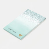 Mint Ombre Glitter Gold Heart Post-it® Notes (Schuin)
