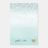 Mint Ombre Glitter Gold Heart Post-it® Notes (Voorkant)