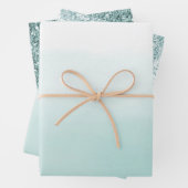 Mint Ombre Glitter Inpakpapier Vel (In situ)