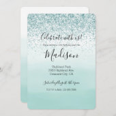 Mint Ombre Glitter Kaart (Voorkant / Achterkant)