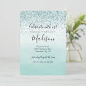 Mint Ombre Glitter Kaart (Staand voorkant)