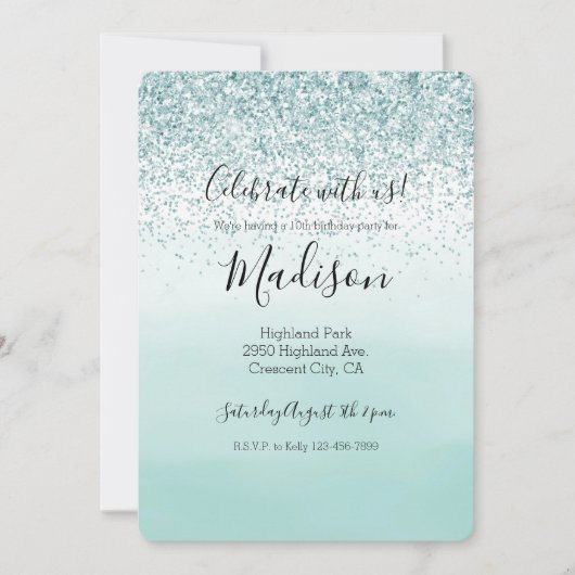 Mint Ombre Glitter Kaart (Voorkant)