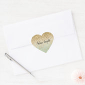 Mint Ombre Gold Glitter Luipaard Print Hart Sticker (Envelop)