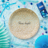 Mint Ombre Gold Glitter Luipaard Print Papieren Bordje (Feest)