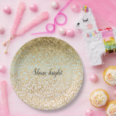 Mint Ombre Gold Glitter Luipaard Print Papieren Bordje (Feest)