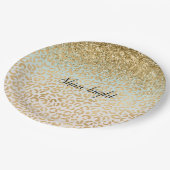 Mint Ombre Gold Glitter Luipaard Print Papieren Bordje (Gekanteld)