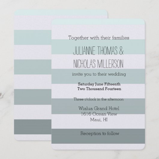 Mint Ombre Strepen Bruiloft Kaart (Voorkant / Achterkant)