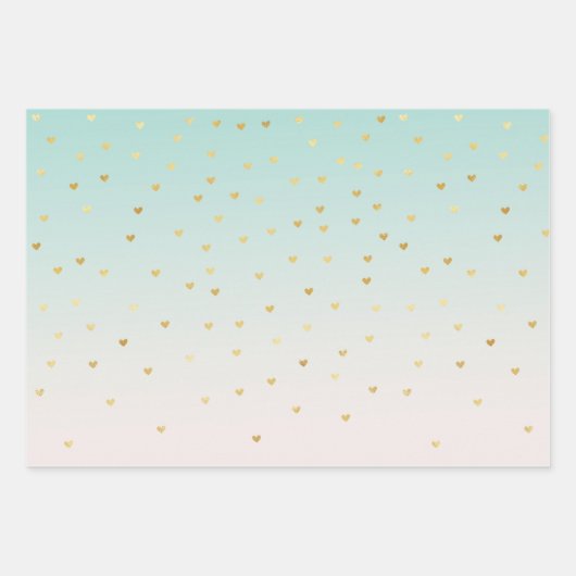 Mint Ombre White Bokeh Confetti Inpakpapier Vel (Voorkant 3)