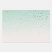 Mint Ombre White Bokeh Confetti Inpakpapier Vel (Voorkant 2)