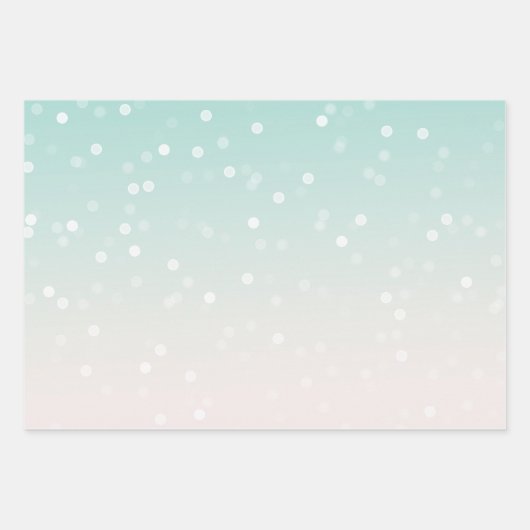 Mint Ombre White Bokeh Confetti Inpakpapier Vel (Voorkant)