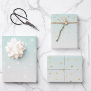Mint Ombre White Bokeh Confetti Inpakpapier Vel