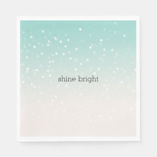 Mint Ombre White Bokeh Confetti Servet (Voorkant)