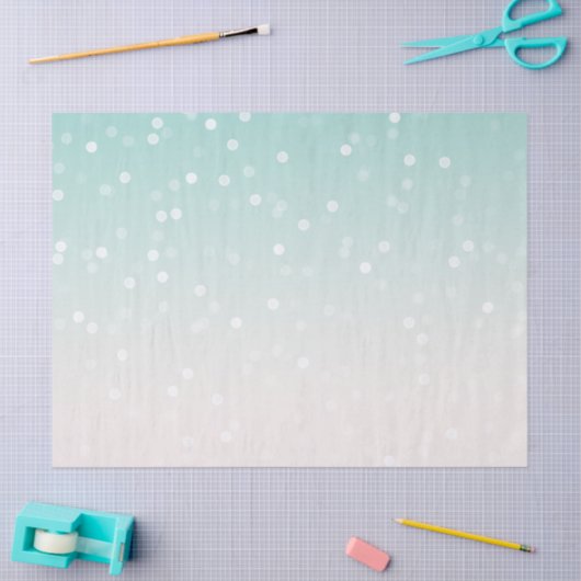 Mint Ombre White Bokeh Confetti Tissuepapier (Craft)