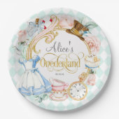 Mint, Onederland, Meisje 1e verjaardag theefeest Papieren Bordje (Voorkant)