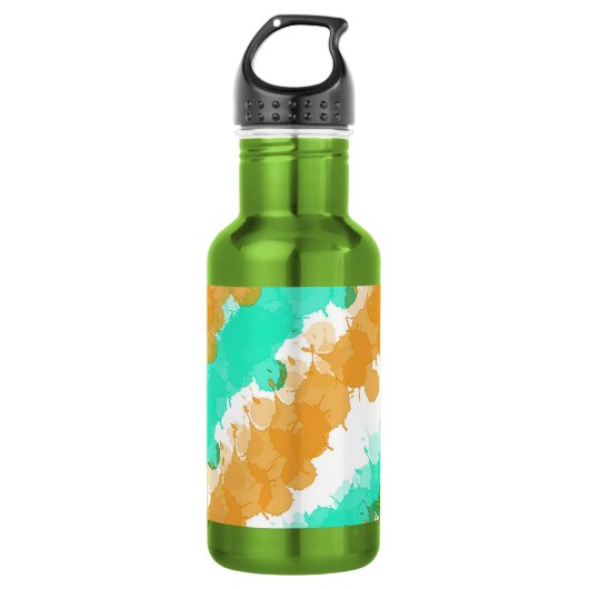 Mint & Oranje Bright Splatter Waterfles (Voorkant)