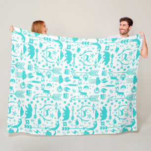 Mint Owl Beer Deer Fox Woodland Createpatroon Fleece Deken