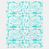 Mint Owl Beer Deer Fox Woodland Createpatroon Fleece Deken (Voorkant)