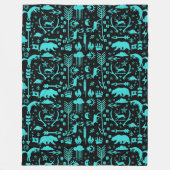 Mint Owl Beer Deer Fox Woodland Createpatroon Fleece Deken (Voorkant)
