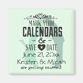 Mint Paar Bruiloft Magneet (Voorkant)