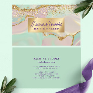 Mint Paars en Goud Glam Visitekaartje