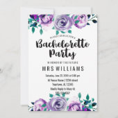 Mint & Paarse Bloemen Bachelorette Feestuitnodigin Kaart (Voorkant)