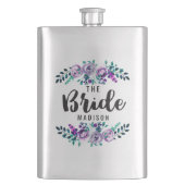 Mint & Paarse Bloemen Krans Bruiloft Bruid Flacon (Voorkant)